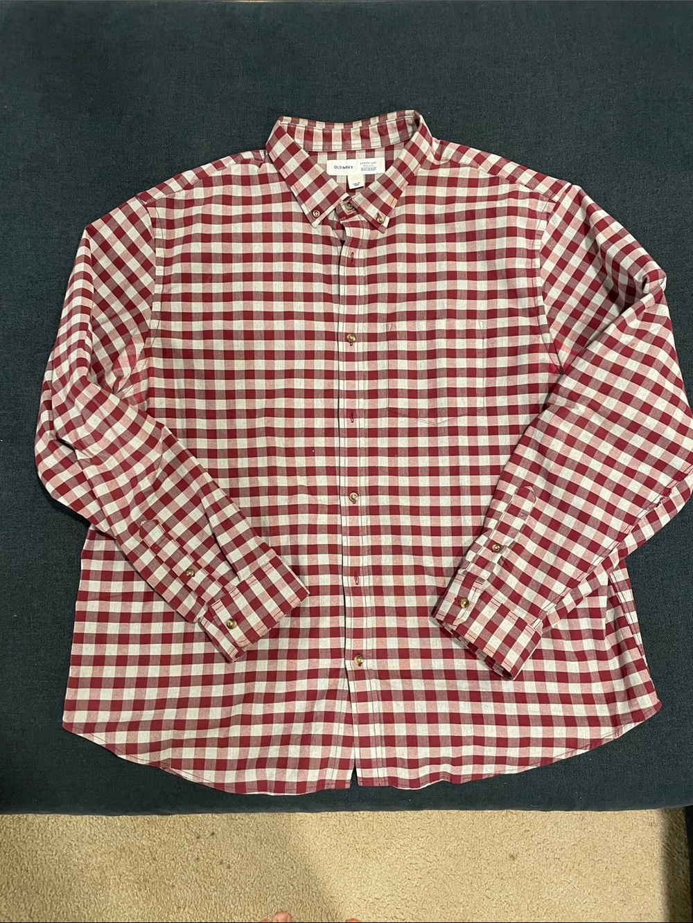 Old Navy Maroon  and Gray Gingham Button-Down Shirt